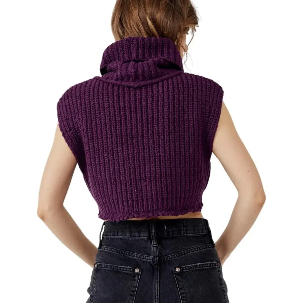 Free People Hunny Bunny Crop Sweater Women’s Large Purple Boho Dark Feminine - Picture 3 of 15